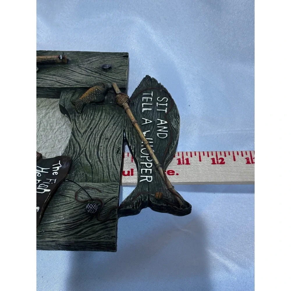 Rustic Fishing Theme Picture Frame Sit and Tell a Whopper Resin Lodge Decor 4x6